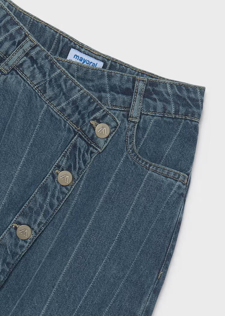MAYORAL STRIPED DENIM SKIRT -  DARK WASH