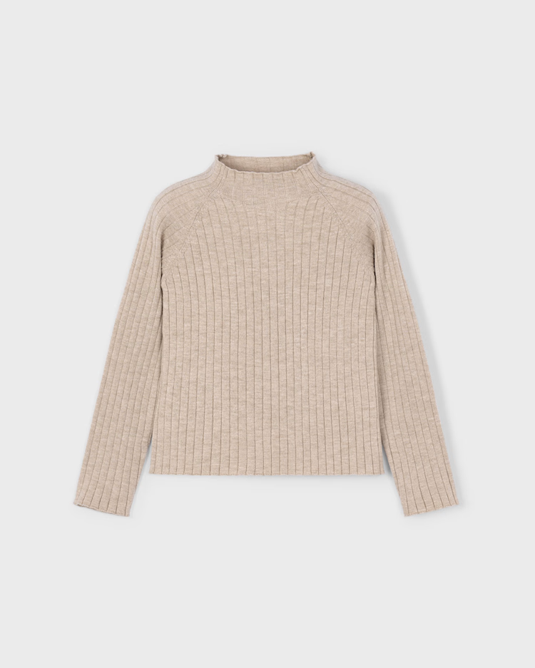 MAYORAL RIBBED MOCK NECK SWEATER - TOFFEE