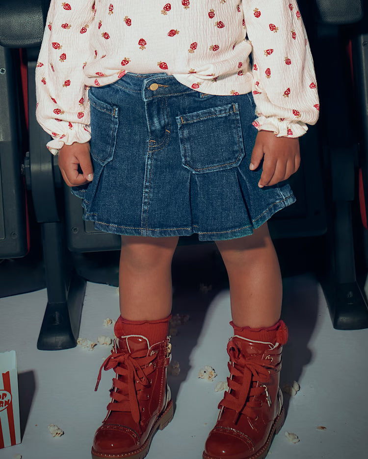 MAYORAL PLEATED DENIM SKIRT - DARK WASH