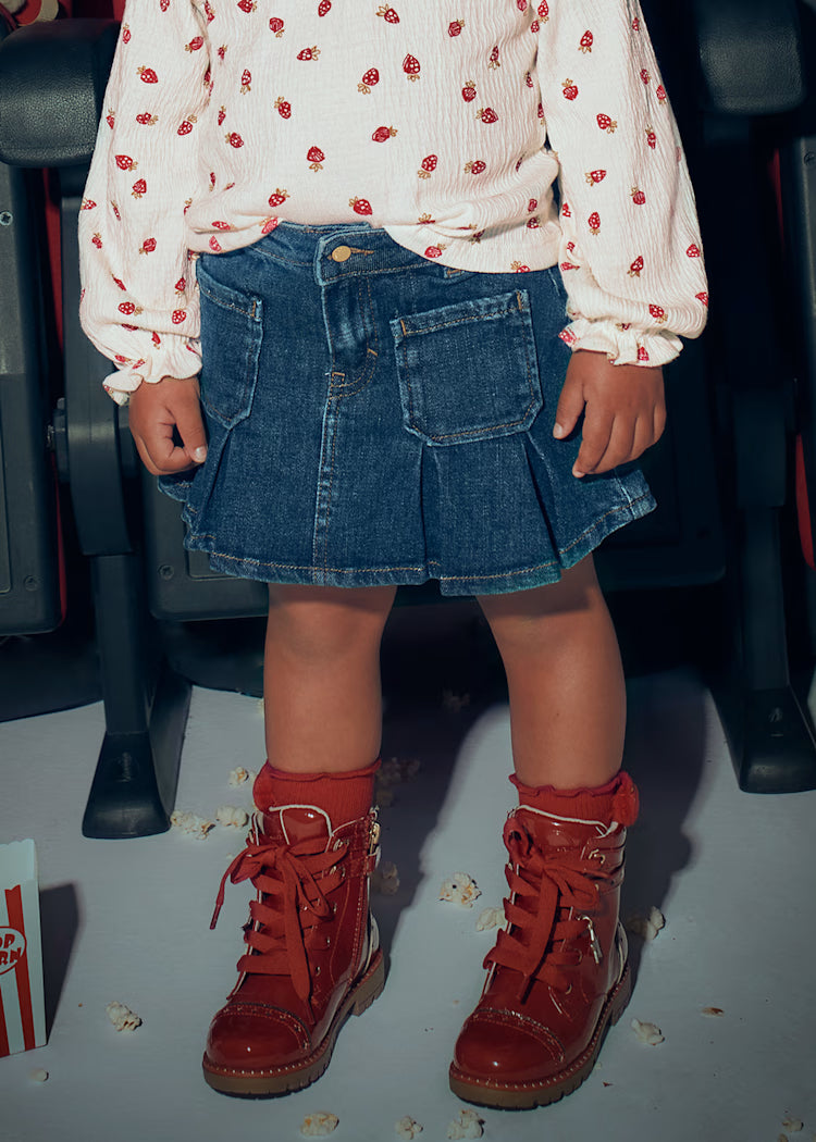 MAYORAL PLEATED DENIM SKIRT - DARK WASH