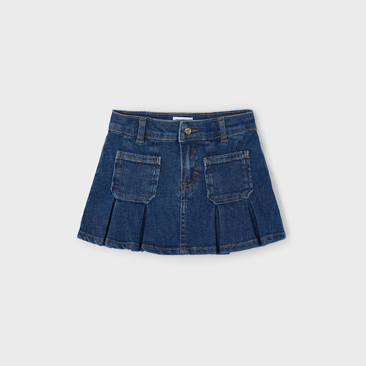MAYORAL PLEATED DENIM SKIRT - DARK WASH