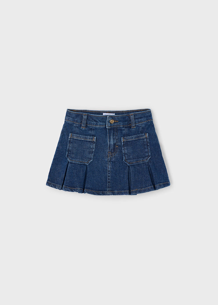 MAYORAL PLEATED DENIM SKIRT - DARK WASH