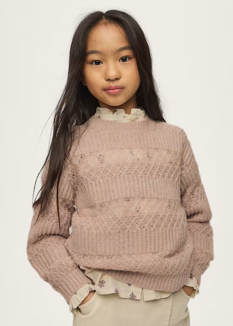 MAYORAL POINTELLE SWEATER - BLUSH