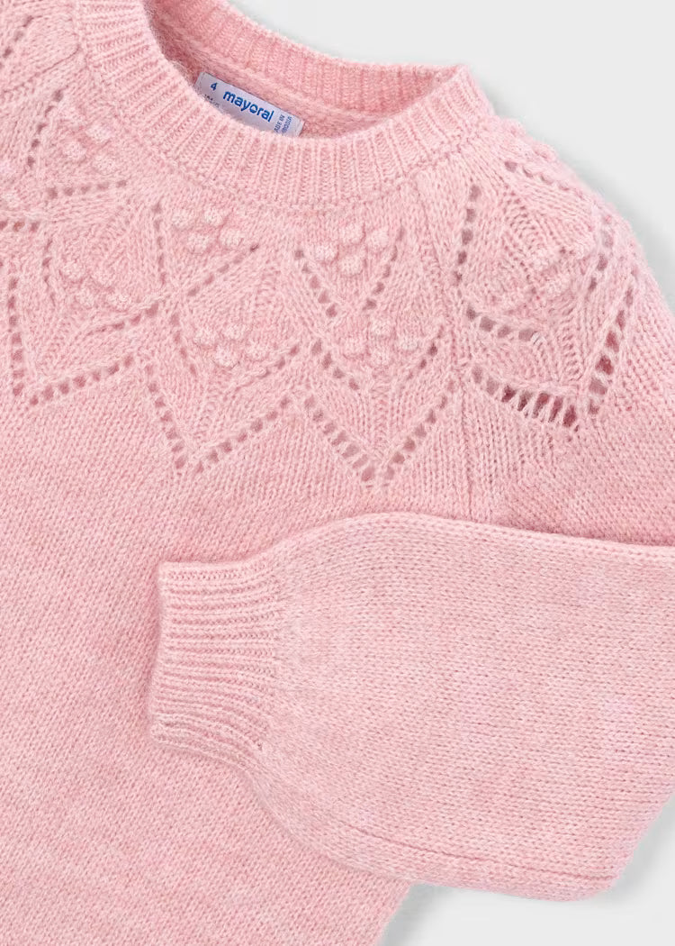 MAYORAL OPENWORK SWEATER - LIGHT PINK