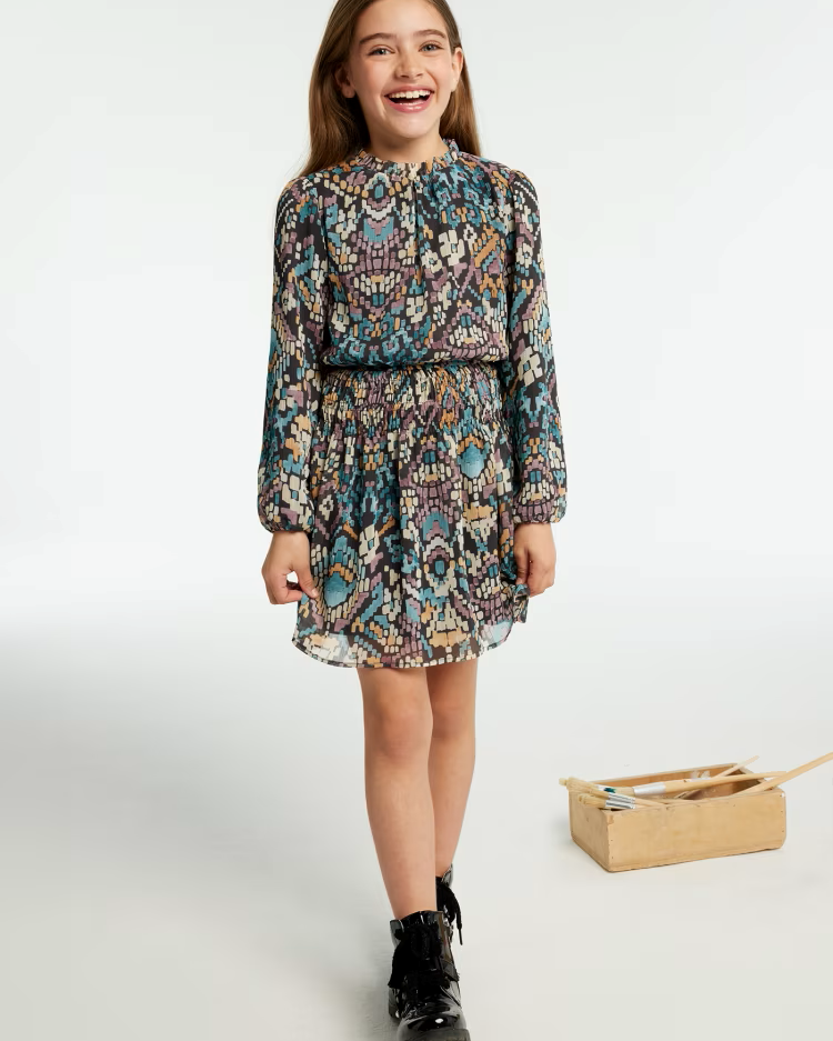 MAYORAL PRINTED DRESS - CHARCOAL