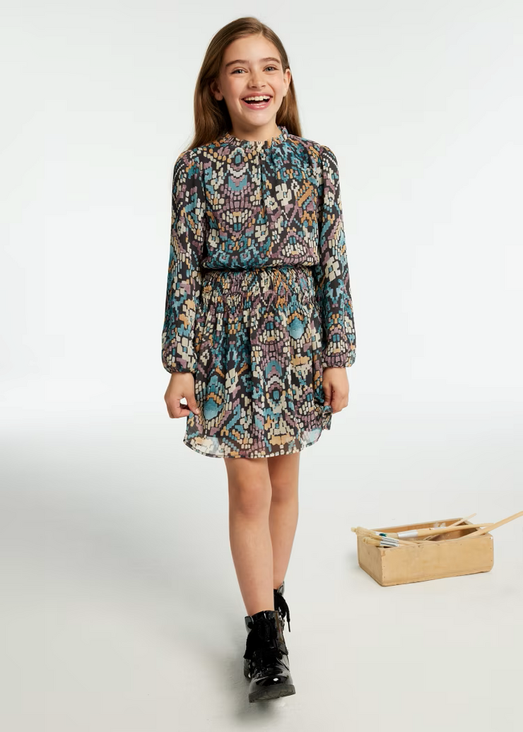 MAYORAL PRINTED DRESS - CHARCOAL