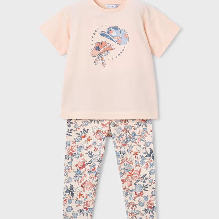 MAYORAL PRINTED LEGGING SET - SALMON