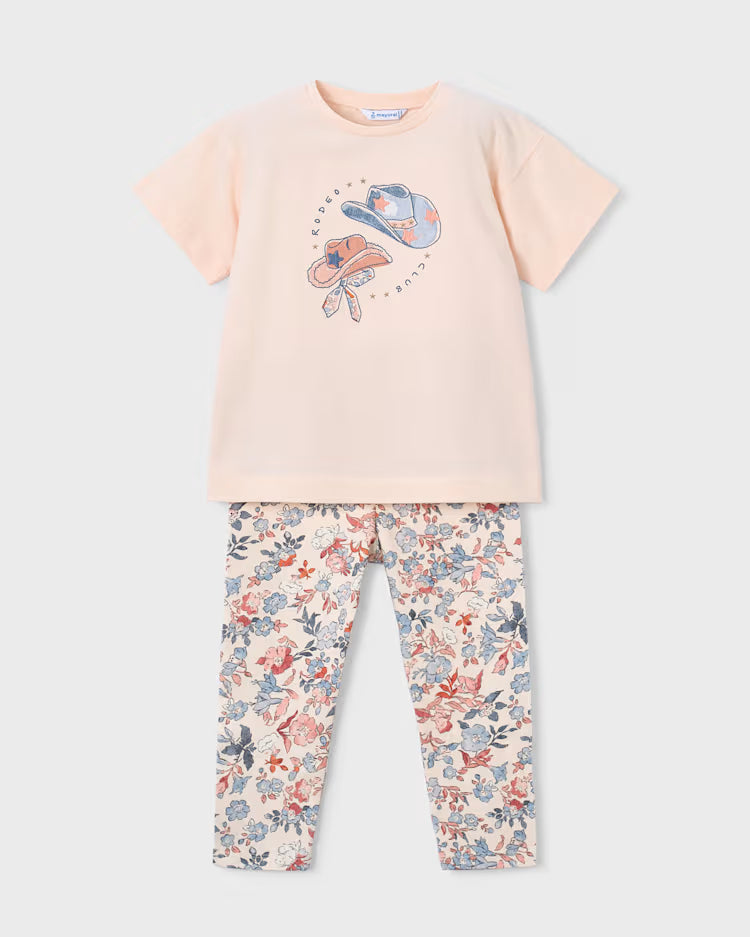 MAYORAL PRINTED LEGGING SET - SALMON