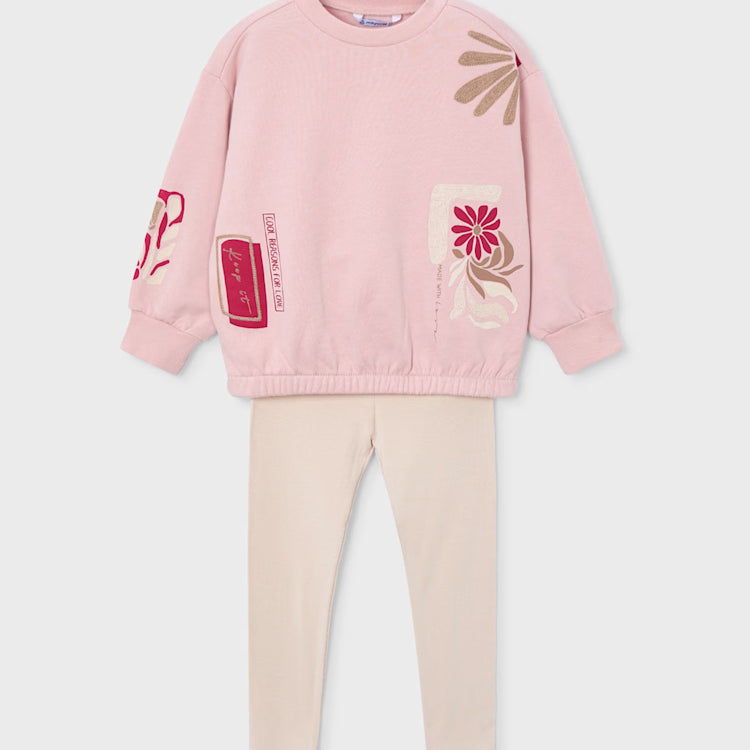 MAYORAL 2PC LEGGING + SWEATSHIRT SET - NUDE