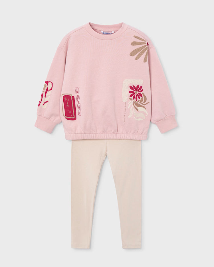 MAYORAL 2PC LEGGING + SWEATSHIRT SET - NUDE