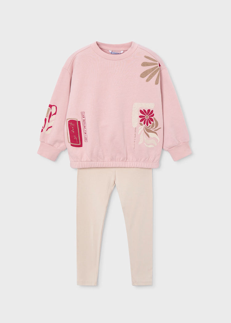 MAYORAL 2PC LEGGING + SWEATSHIRT SET - NUDE