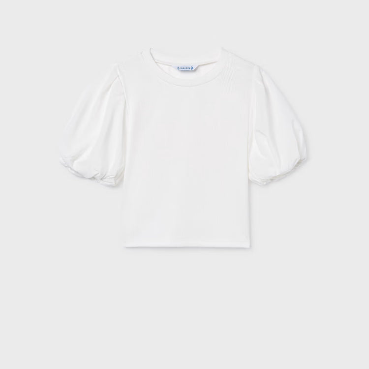 MAYORAL PUFF SLEEVE TEE - NATURAL