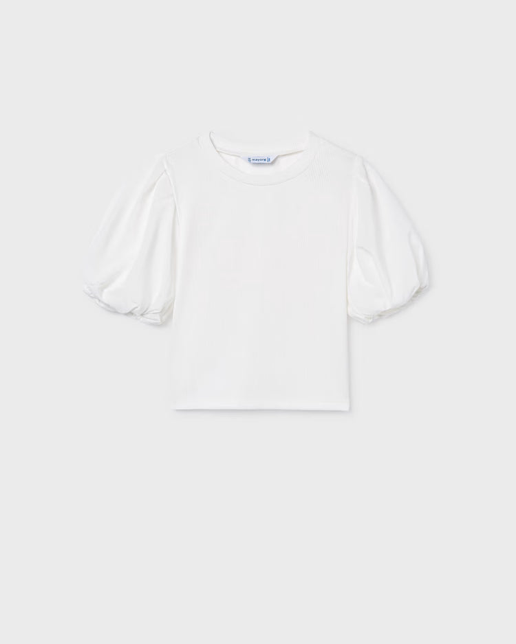 MAYORAL PUFF SLEEVE TEE - NATURAL