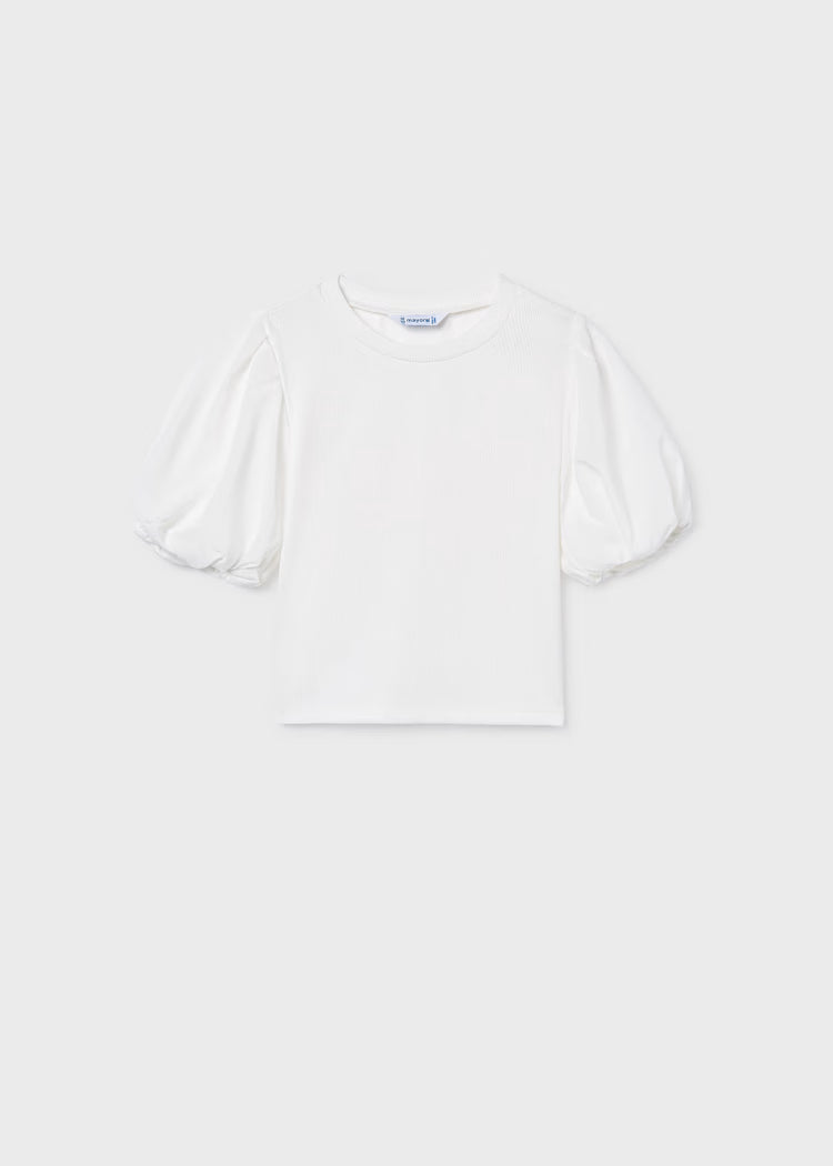MAYORAL PUFF SLEEVE TEE - NATURAL