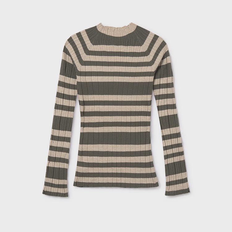 MAYORAL STRIPE RIBBED MOCK NECK - HUNTER
