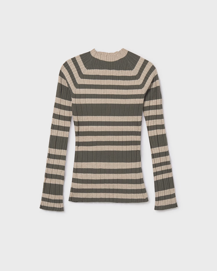 MAYORAL STRIPE RIBBED MOCK NECK - HUNTER