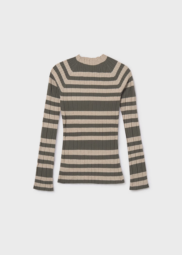 MAYORAL STRIPE RIBBED MOCK NECK - HUNTER