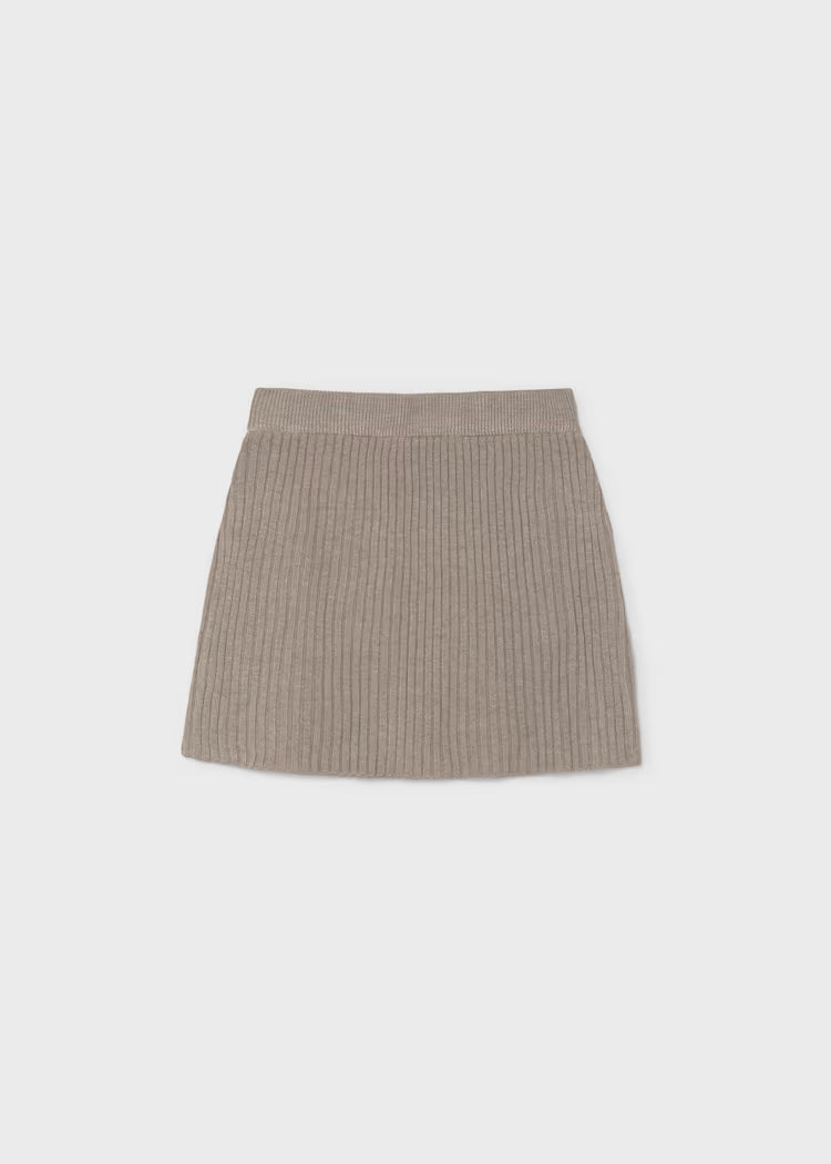 MAYORAL RIBBED KNIT SKIRT - TAUPE