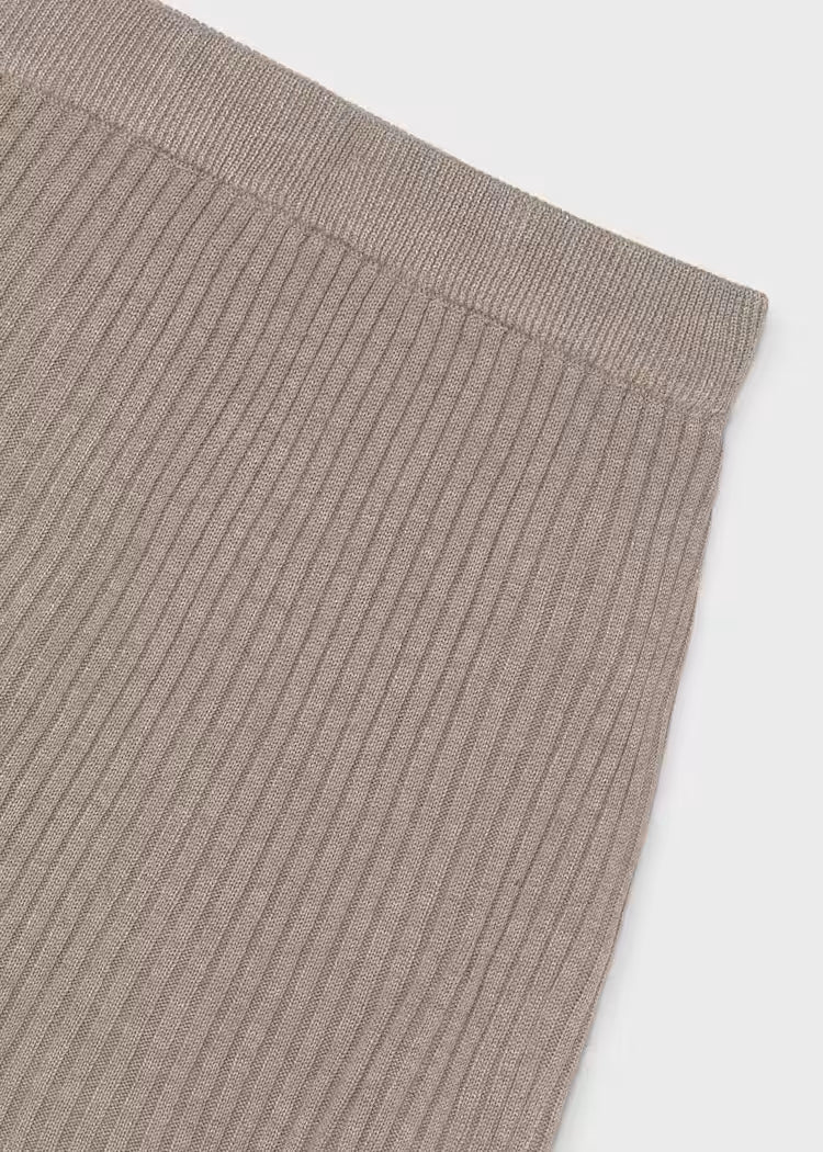 MAYORAL RIBBED KNIT SKIRT - TAUPE