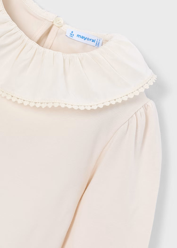 MAYORAL LS RUFFLED NECKLINE - SOY