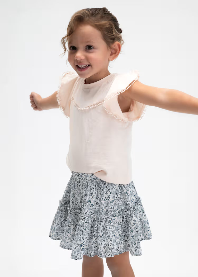MAYORAL RUFFLED T SHIRT - SALMON