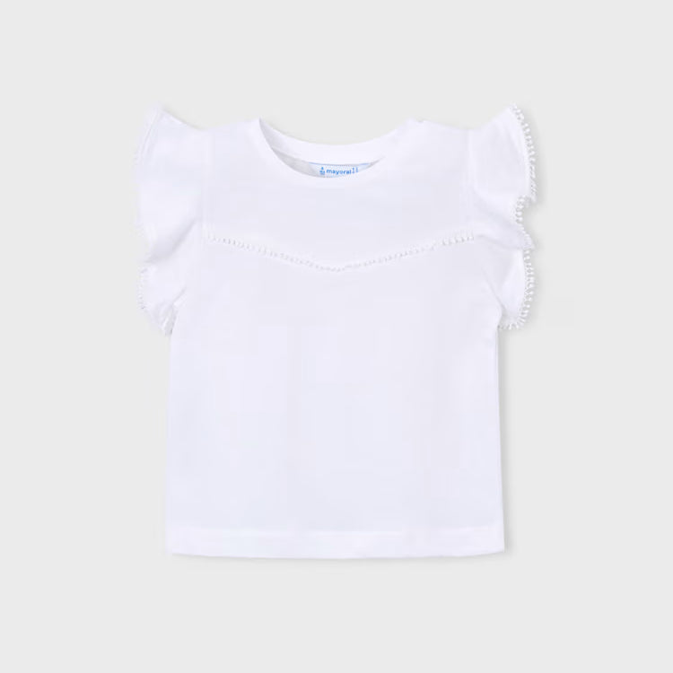 MAYORAL RUFFLED T SHIRT - WHITE