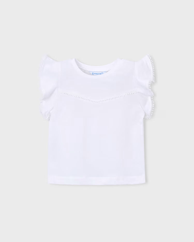 MAYORAL RUFFLED T SHIRT - WHITE