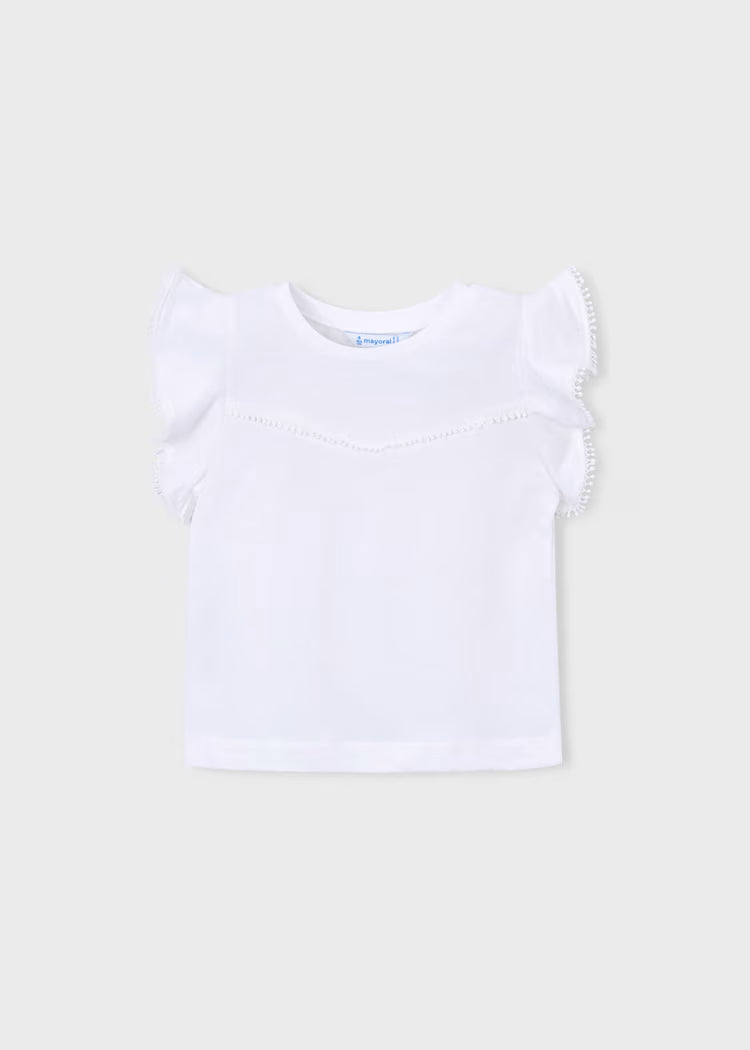 MAYORAL RUFFLED T SHIRT - WHITE