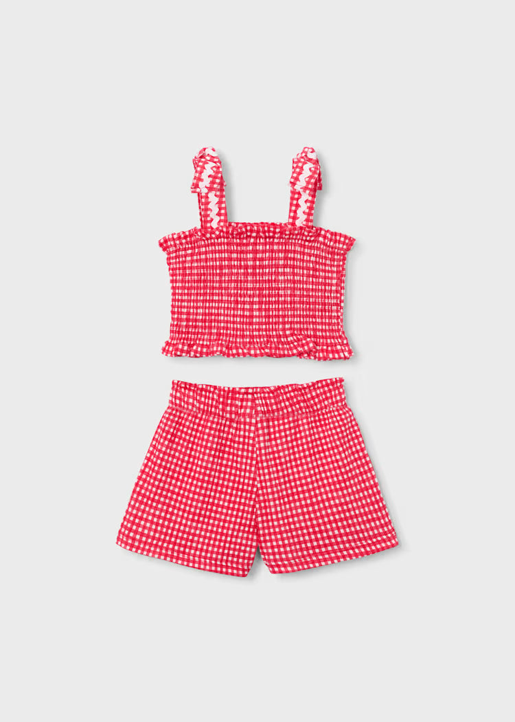 MAYORAL 2PC SMOCKED TANK + SHORTS SET - RED