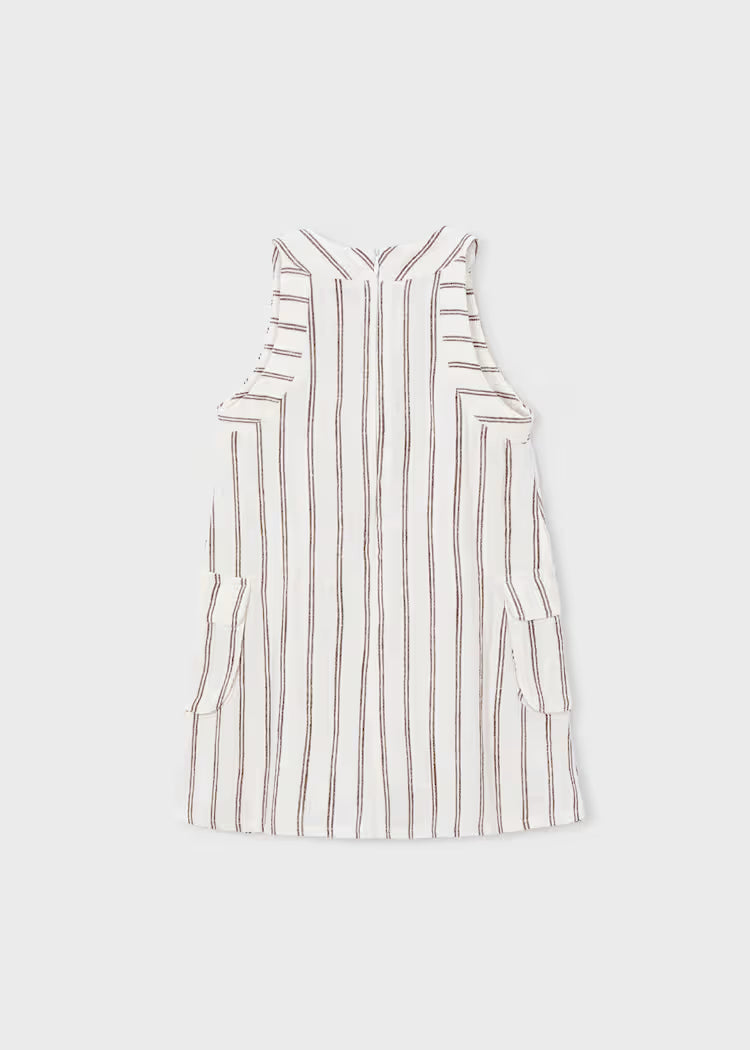 MAYORAL LINEN STRIPED DRESS - BEIGE
