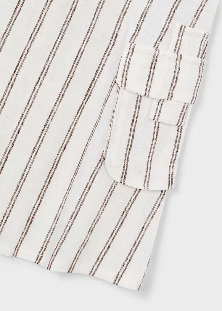 MAYORAL LINEN STRIPED DRESS - BEIGE