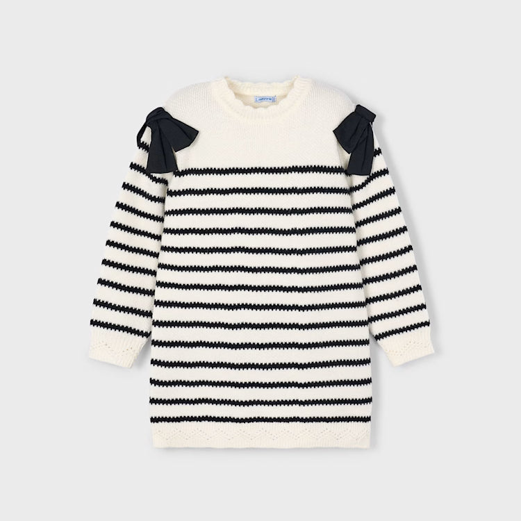 MAYORAL STRIPED SWEATER DRESS - MACCHIATO