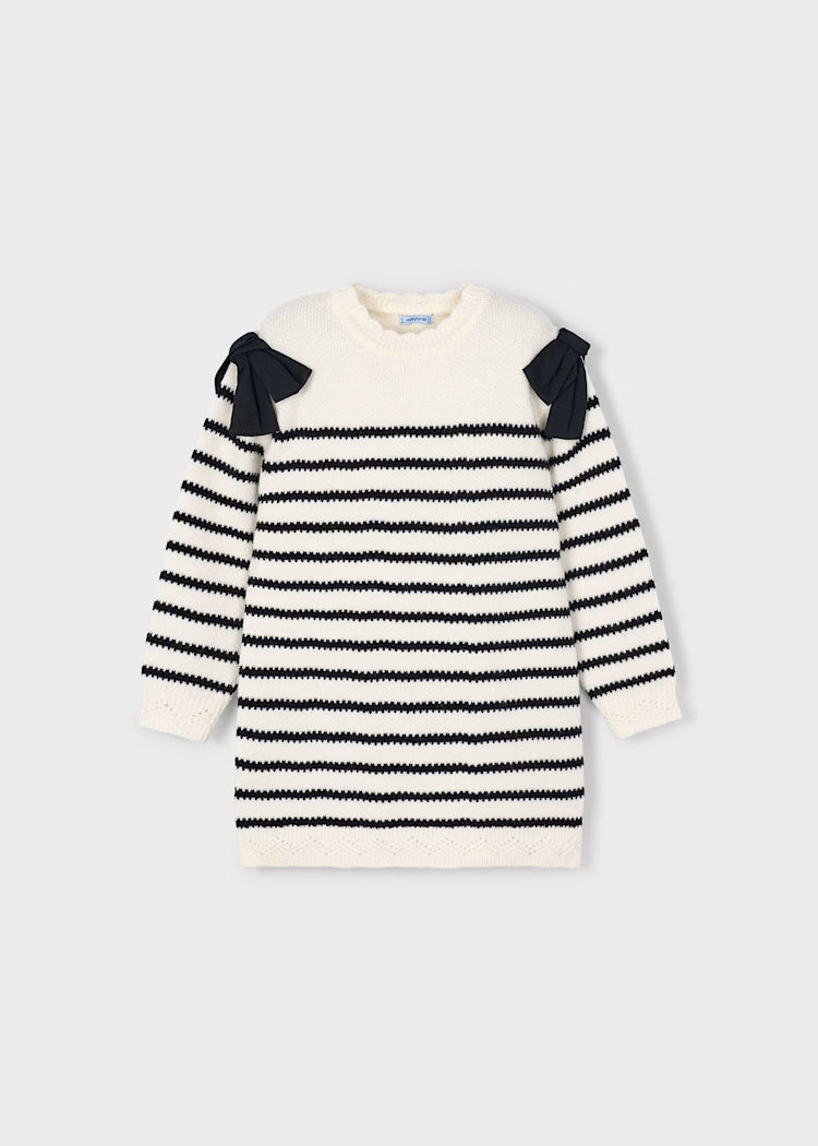 MAYORAL STRIPED SWEATER DRESS - MACCHIATO