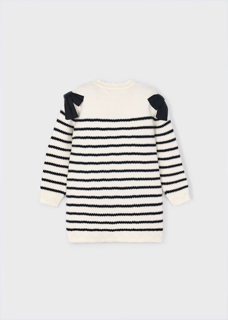 MAYORAL STRIPED SWEATER DRESS - MACCHIATO