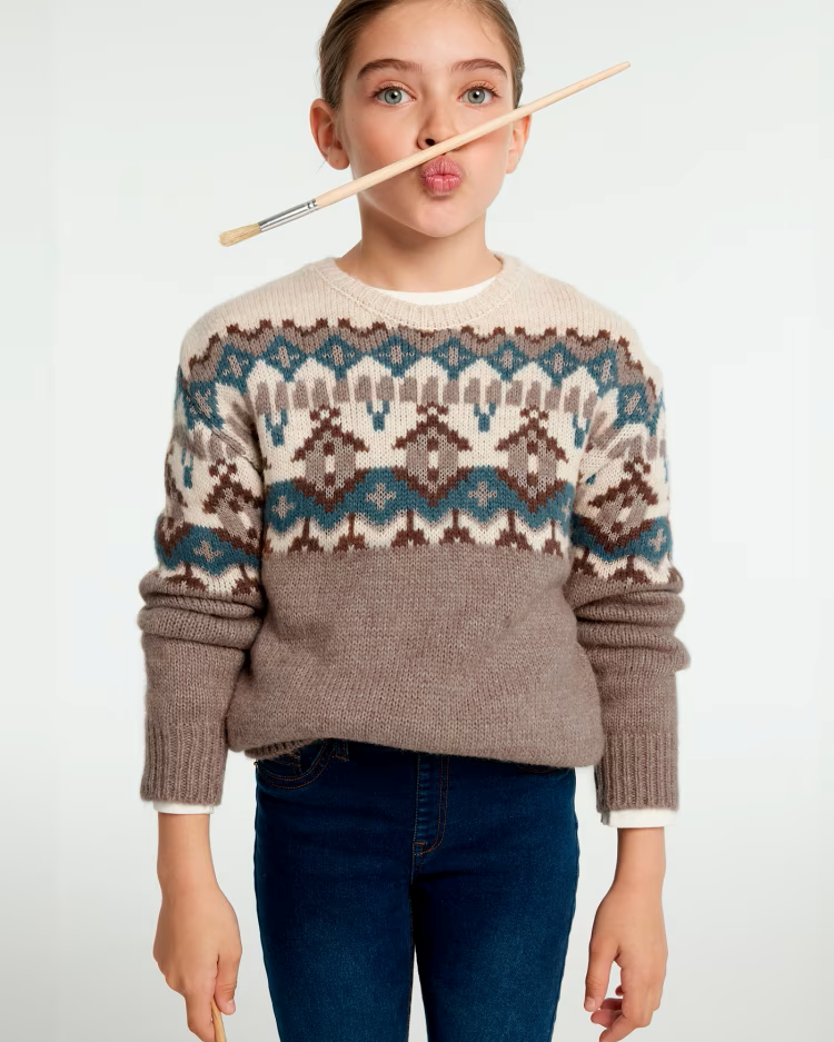 MAYORAL JACQUARD SWEATER - MOLE MELANGE