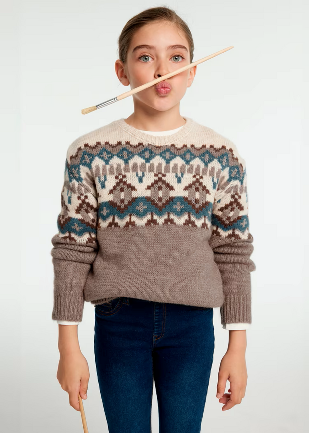 MAYORAL JACQUARD SWEATER - MOLE MELANGE