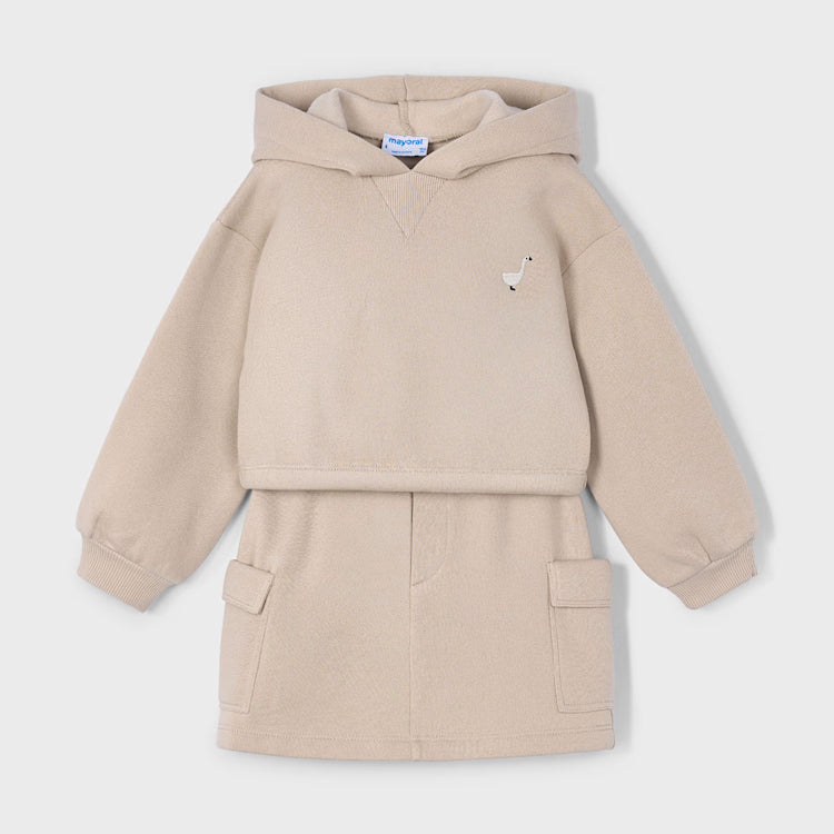 MAYORAL 2PC SWEATSHIRT + CARGO SKIRT - HAZELNUT
