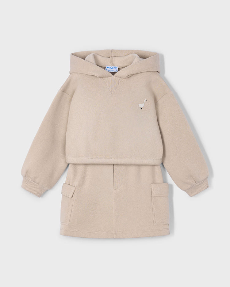 MAYORAL 2PC SWEATSHIRT + CARGO SKIRT - HAZELNUT