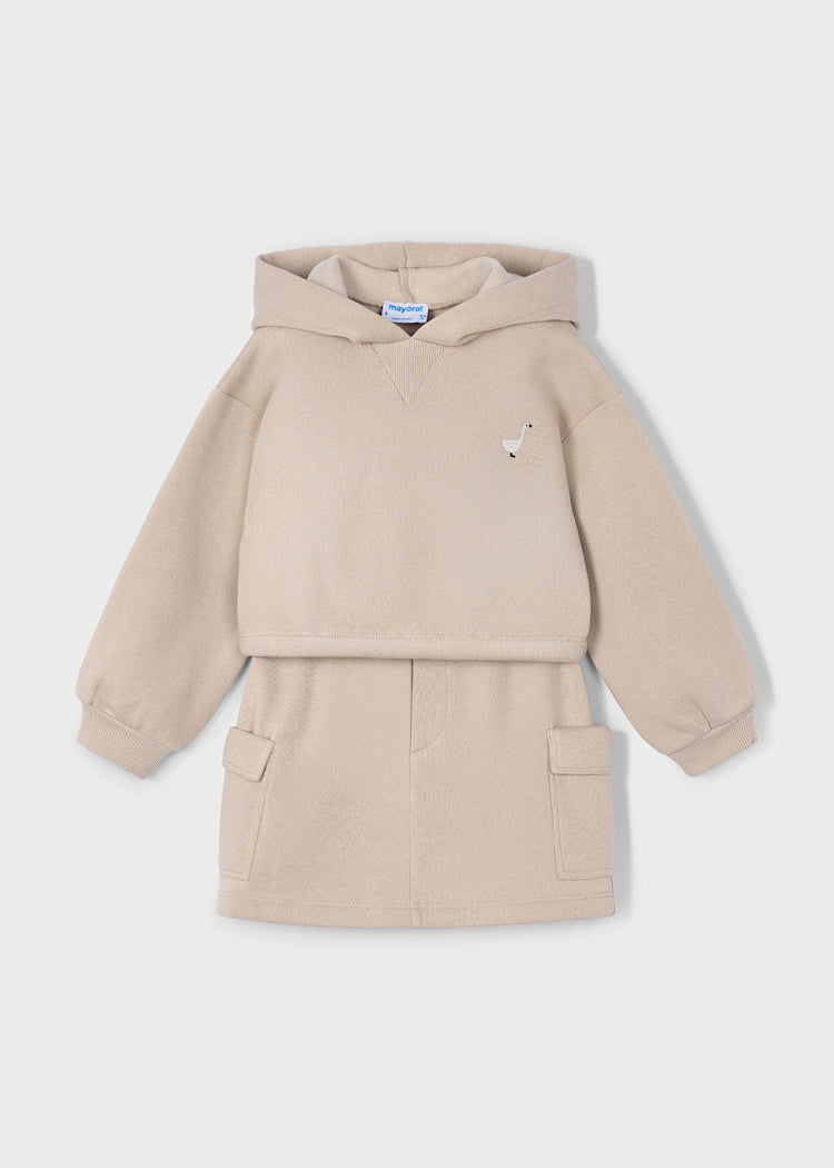 MAYORAL 2PC SWEATSHIRT + CARGO SKIRT - HAZELNUT