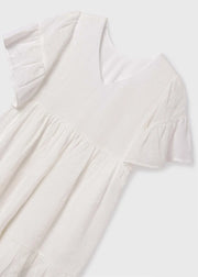 MAYORAL RUFFLE SLEEVE DRESS - OFF WHITE