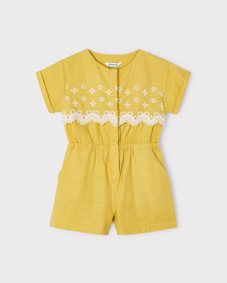 MAYORAL EMBROIDERED JUMPSUIT - HONEY