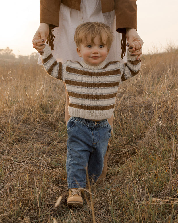 RYLEE + CRU ASPEN SWEATER - SADDLE STRIPE