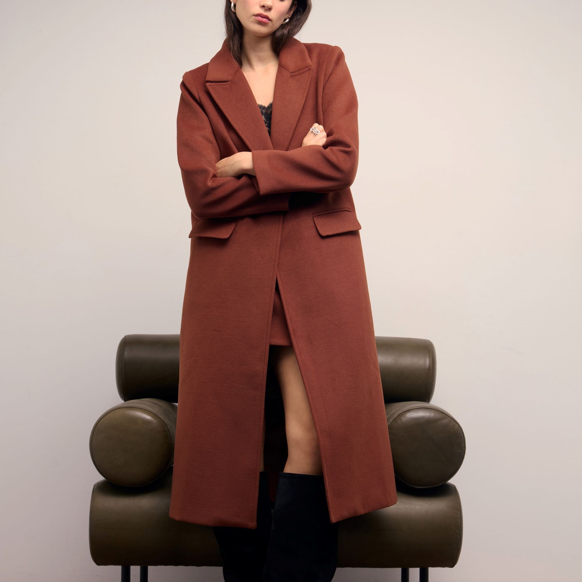 MP FRIDA LONG COAT - CHOCOLATE