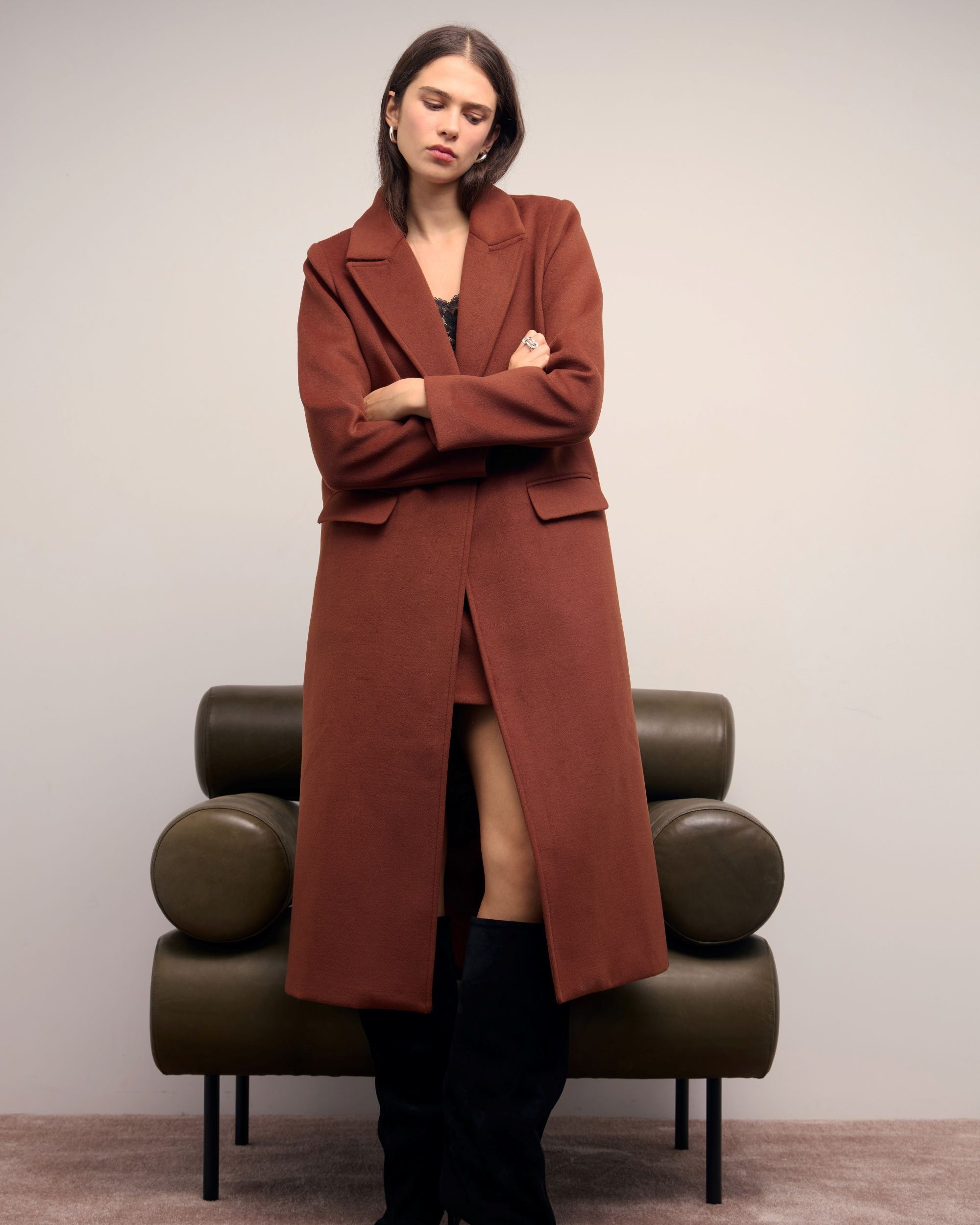 MP FRIDA LONG COAT - CHOCOLATE