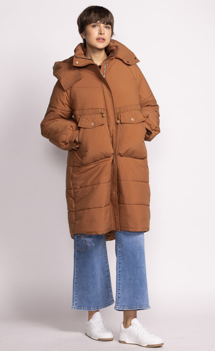 PINK MARTINI TANYA PUFFER COAT - BROWN