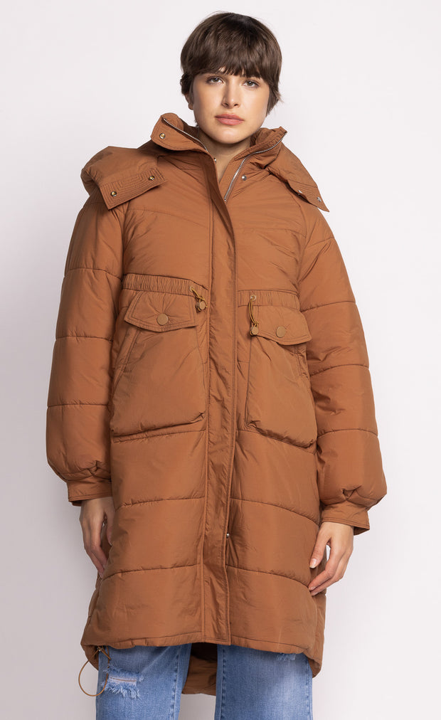 PINK MARTINI TANYA PUFFER COAT - BROWN