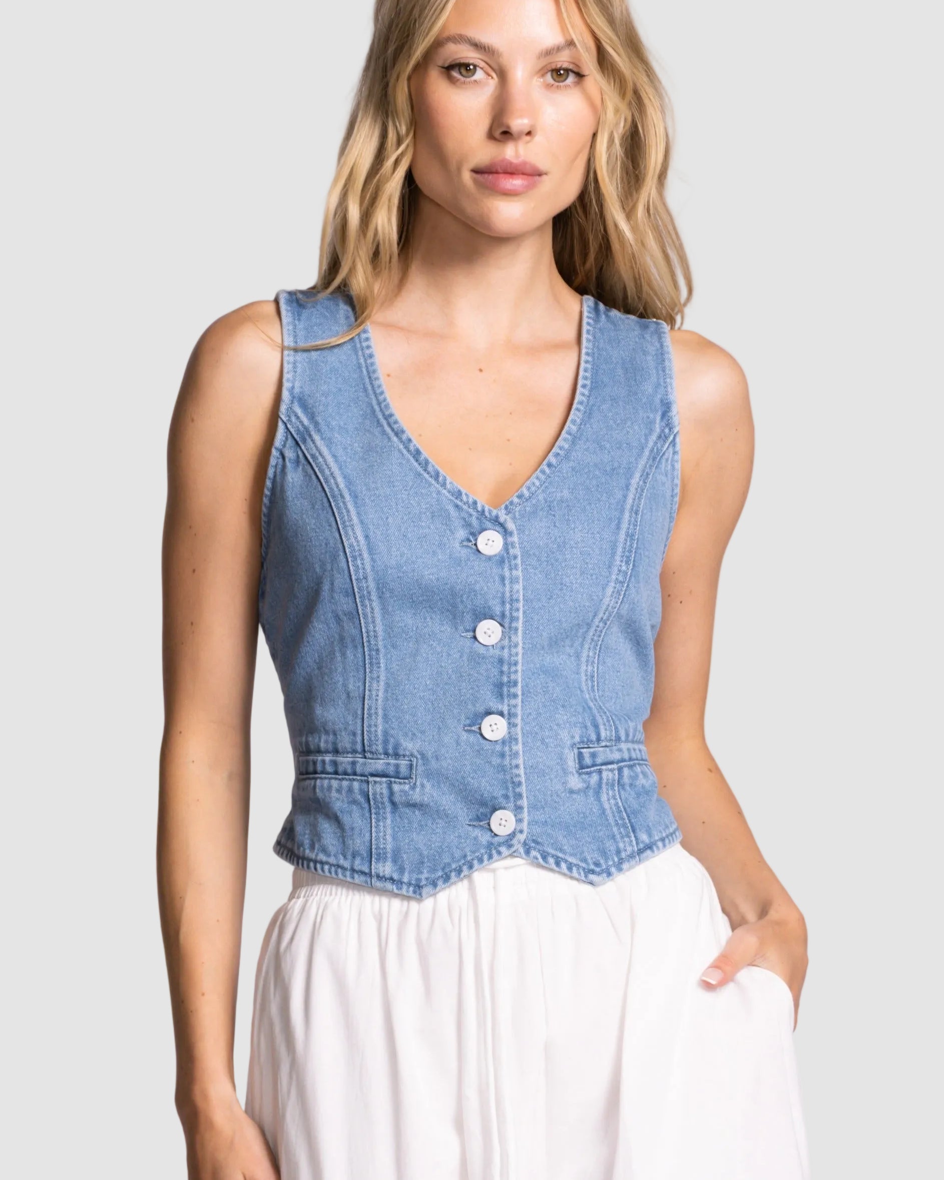PINK MARTINI ARIZONA VEST - BLUE DENIM