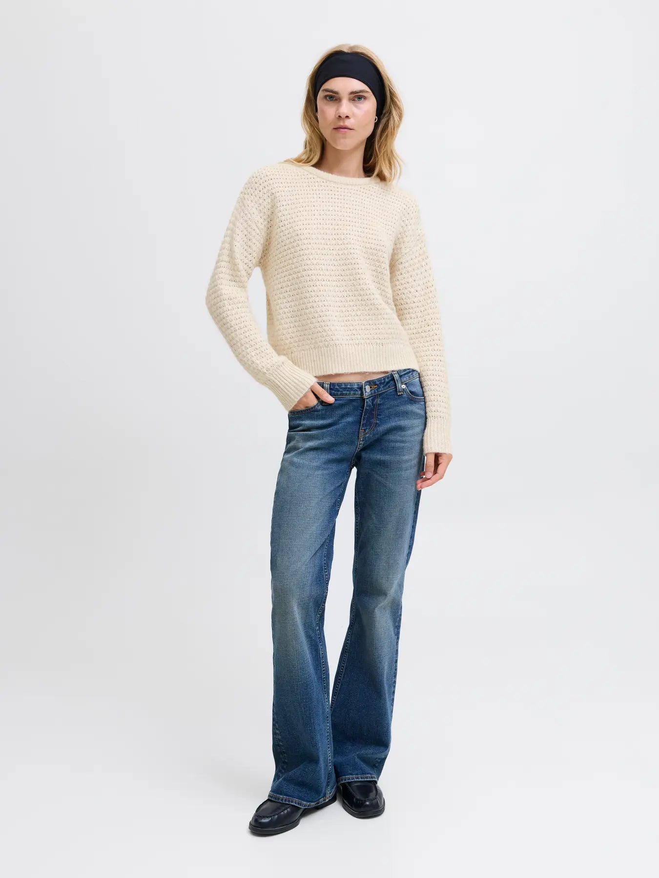 JJXX MILEY STRUCTURE KNIT CREW NECK - FOG