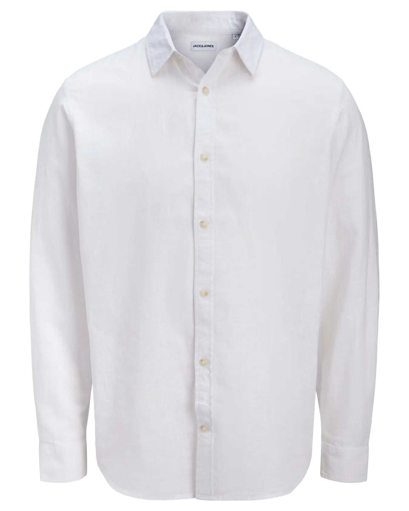 JJ SUMMER LINEN LONG SLEEVED BUTTON SHIRT - WHITE