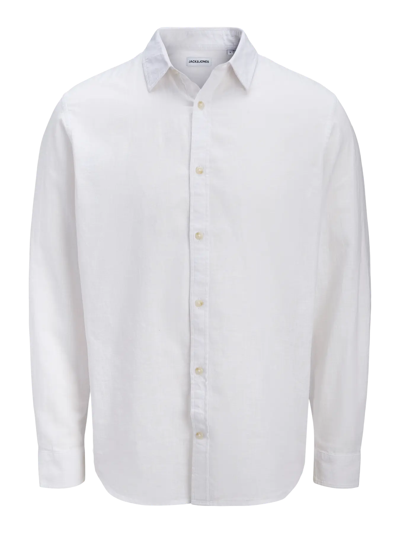 JJ SUMMER LINEN LONG SLEEVED BUTTON SHIRT - WHITE